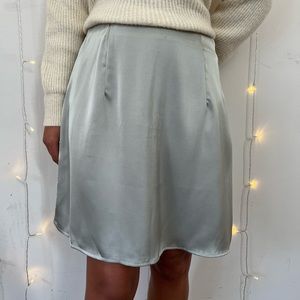 Sage silky zip up skirt